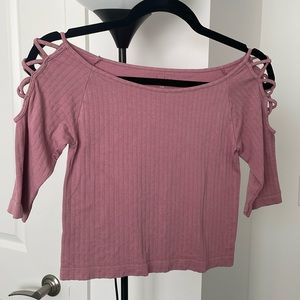 Pink 3/4 sleeve tee for ladies,size S